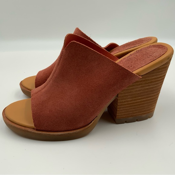 Kork-Ease  Deanna Suede Platform Block Heel Wooden Shoes. Burnt Orange. Size 10M - Picture 4 of 8